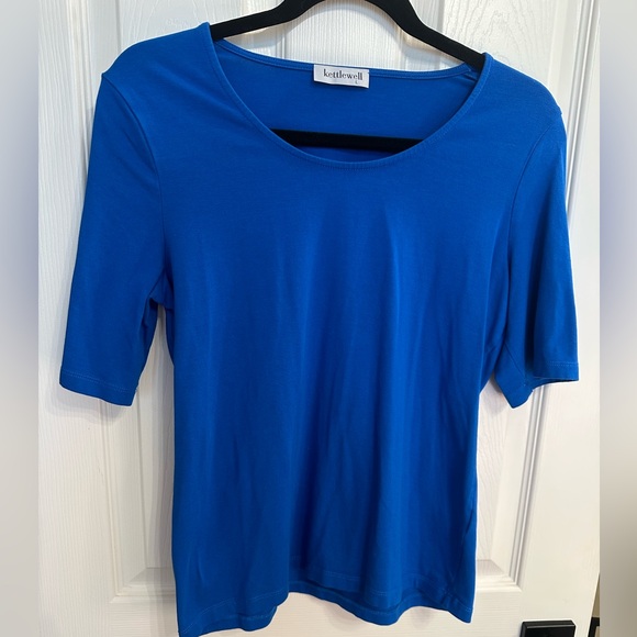 Kettlewell scoop neck half sleeve top in Cobalt Blue Size L - Picture 1 of 3